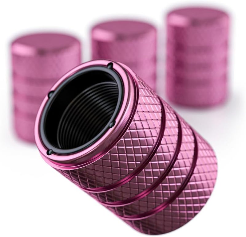 PC Autoworks Aluminum Tire Valve Stem Caps – Anti-Rust, Premium Anodized Aluminum, Corrosion-Resistant, Easy Install, Universal Fit for Car, Truck, Bike, SUV – 1 Pack/Set of 4 (Rose Pink) - Image 1